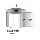 Zebra Z-Select 4000D 4x2.5in 1000 Roll 6 packs